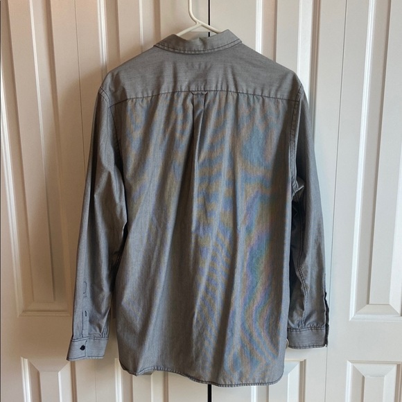 Alfani Gray Casual Button Down Shirt - Picture 4 of 5